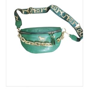 Green  Embossed Crossbody Bag